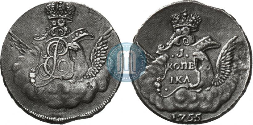 Фото 1 копейка 1755 года  