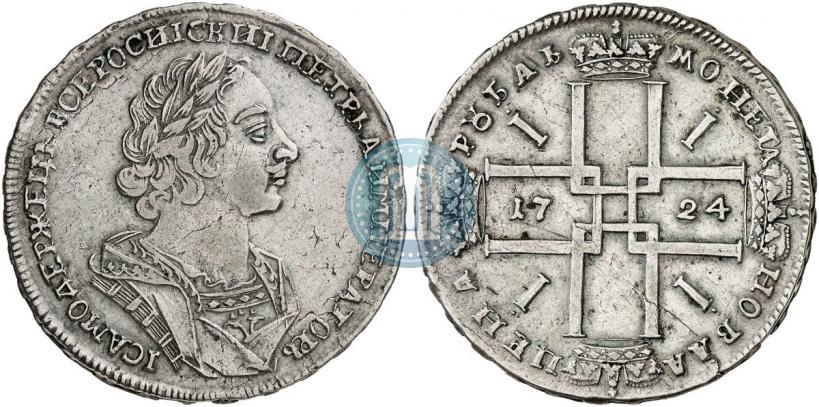 Фото 1 рубль 1724 года  "Портрет в античных доспехах"