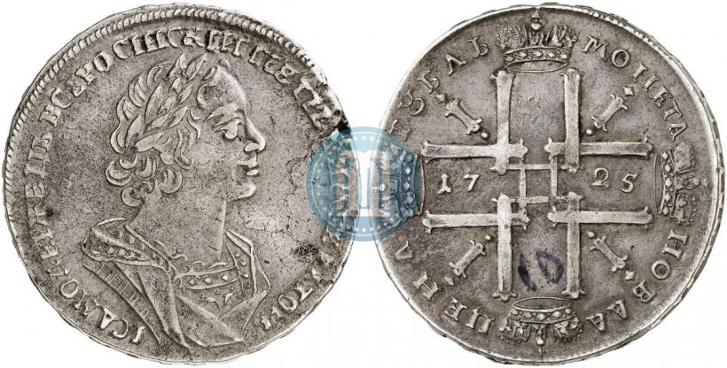 Фото 1 рубль 1725 года  "Портрет в античных доспехах"