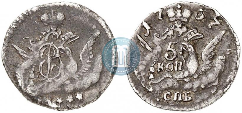 Фото 5 копеек 1757 года СПБ 