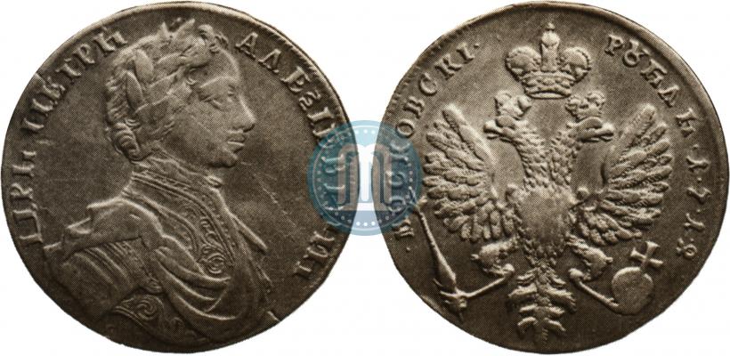 Фото 1 рубль 1712 года  "Портрет работы С. Гуэна"