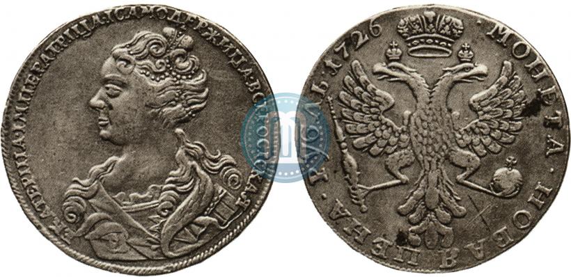 Фото 1 рубль 1726 года  "Московский тип, портрет влево"