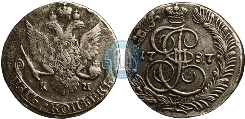 Фото 5 копеек 1787 года КМ 