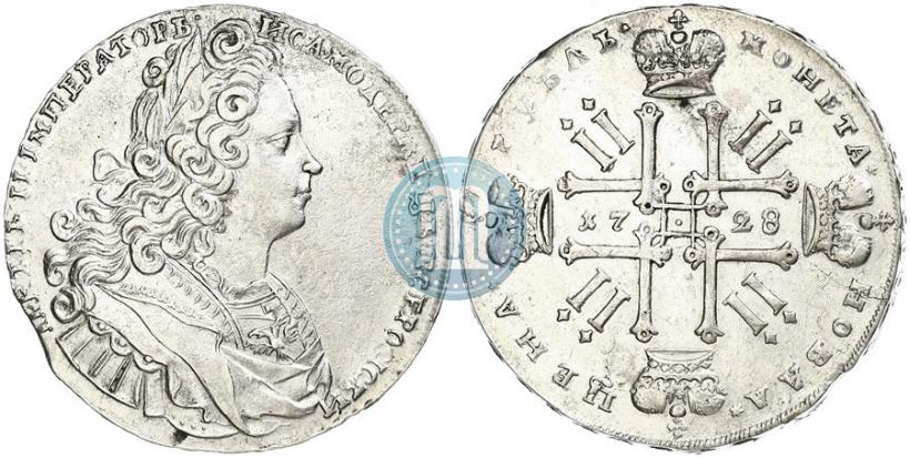 Фото 1 рубль 1728 года  "Тип 1727"