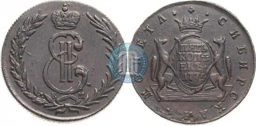 Фото 5 копеек 1774 года КМ 
