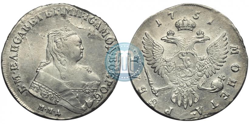 Фото 1 рубль 1751 года ММД 