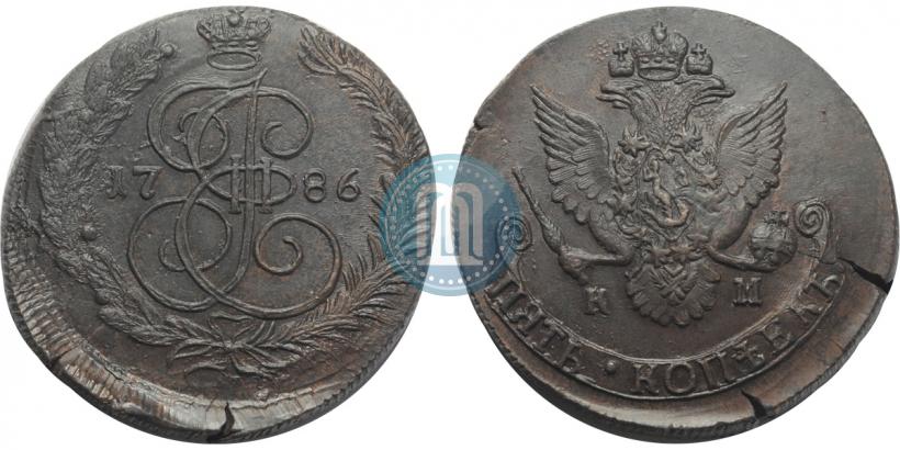 Фото 5 копеек 1786 года КМ 