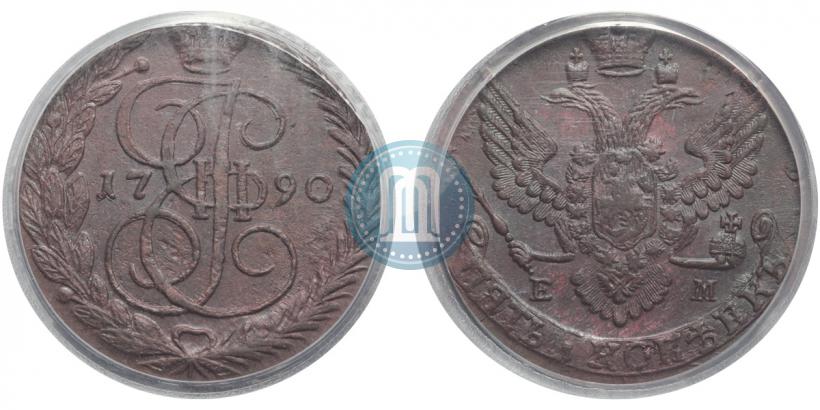 Picture 5 kopecks 1790 year ЕМ 