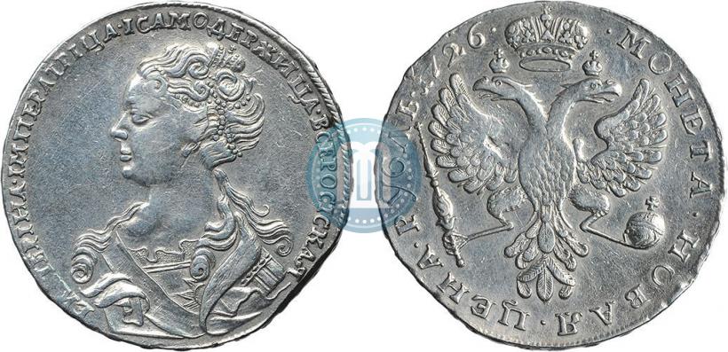 Picture 1 rouble 1726 year  "Moscow type, portrait turned to the left"