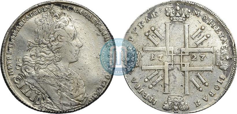 Фото 1 рубль 1727 года СПБ "Петербургский тип"