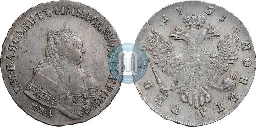 Фото 1 рубль 1751 года ММД 