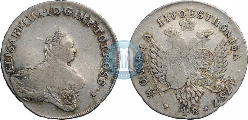 Picture 48 kopecks 1757 year  "For Livonia"