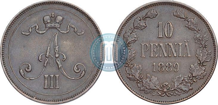 Фото 10 пенни 1889 года  