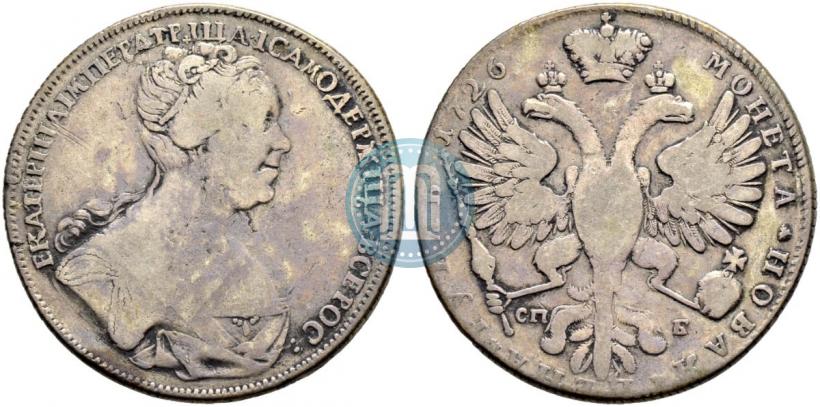 Picture 1 rouble 1726 year СПБ "Petersburg type, portrait turned to the right"