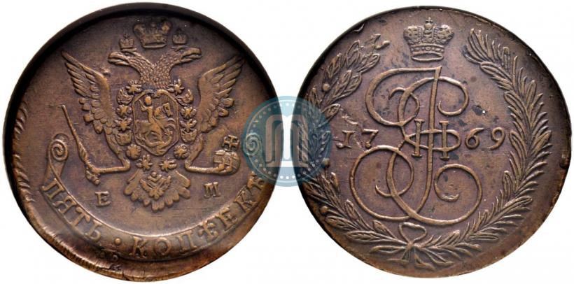 Picture 5 kopecks 1769 year ЕМ 