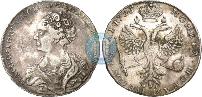 Picture 1 rouble 1726 year  "Moscow type, portrait turned to the left"