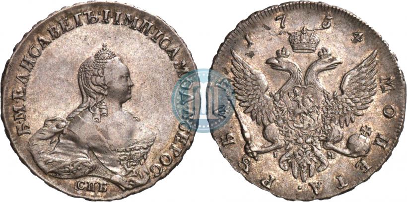 Picture 1 rouble 1754 year СПБ-IМ "Portrait by Benjamin Scott"