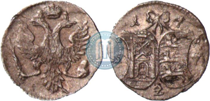 Picture 2 kopecks 1757 year  "For Livonia"