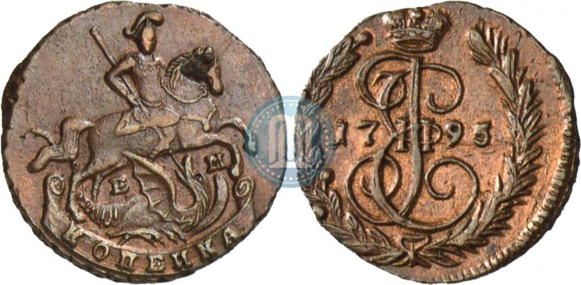 Picture 1 kopeck 1795 year ЕМ 