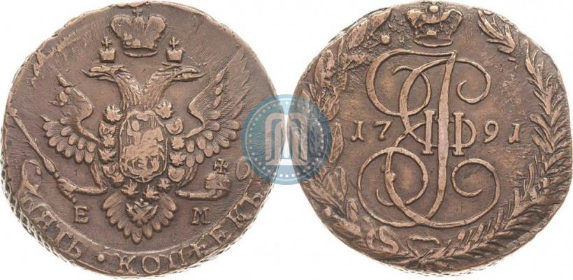 Picture 5 kopecks 1791 year ЕМ 