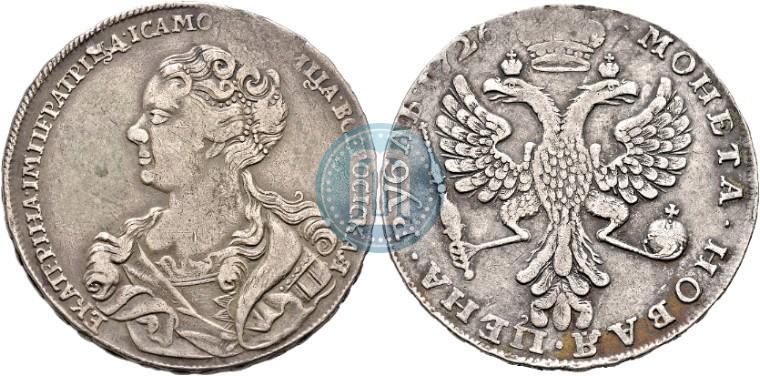Picture 1 rouble 1726 year  "Moscow type, portrait turned to the left"