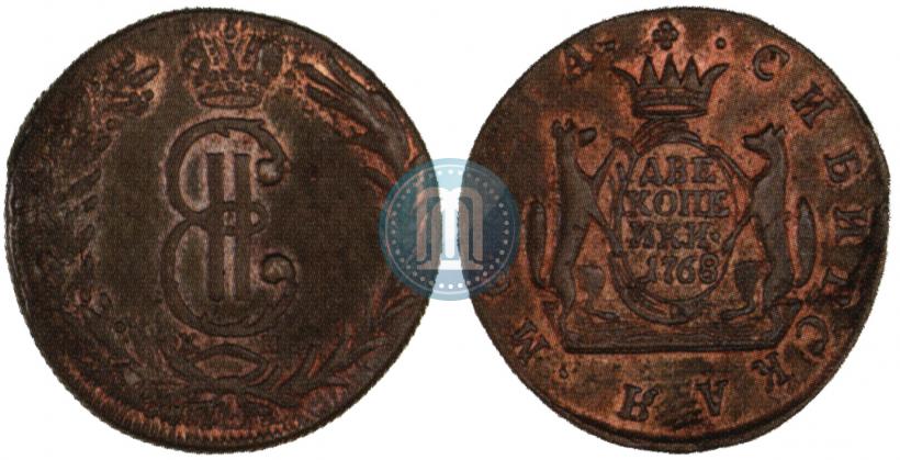 Фото 2 копейки 1768 года КМ 