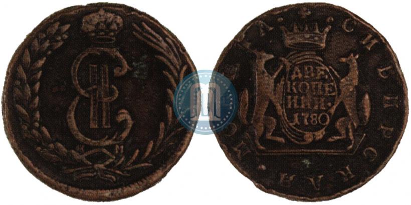 Фото 2 копейки 1780 года КМ 