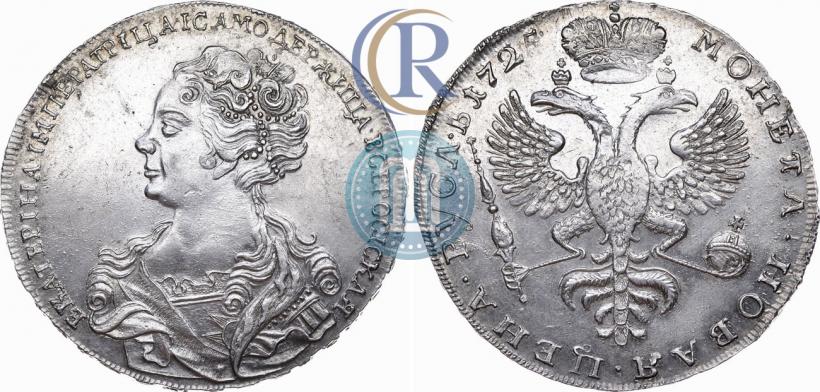 Фото 1 рубль 1725 года  "Московский тип, портрет влево"