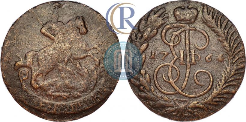 Picture 2 kopecks 1766 year  