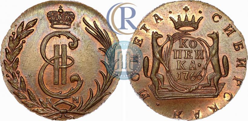 Picture 1 kopeck 1766 year КМ 