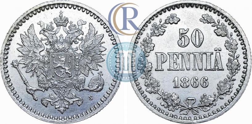 Фото 50 пенни 1866 года S 