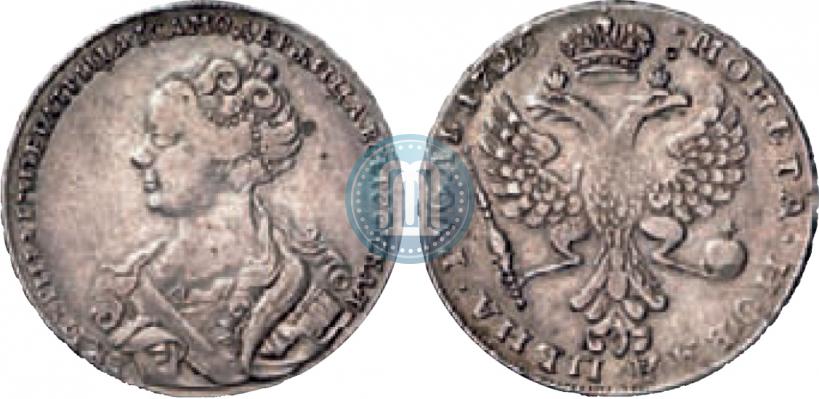 Фото 1 рубль 1726 года  "Московский тип, портрет влево"