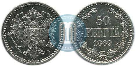 Фото 50 пенни 1869 года S 