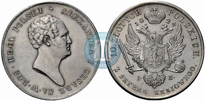 Picture 10 złotych 1824 year IB 