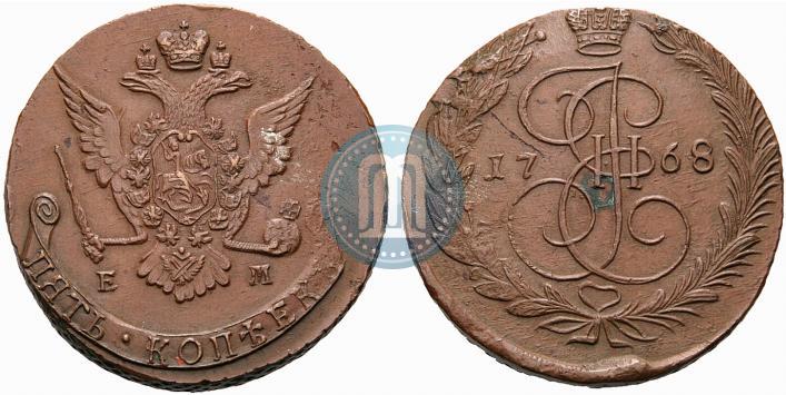 Фото 5 копеек 1768 года ЕМ 