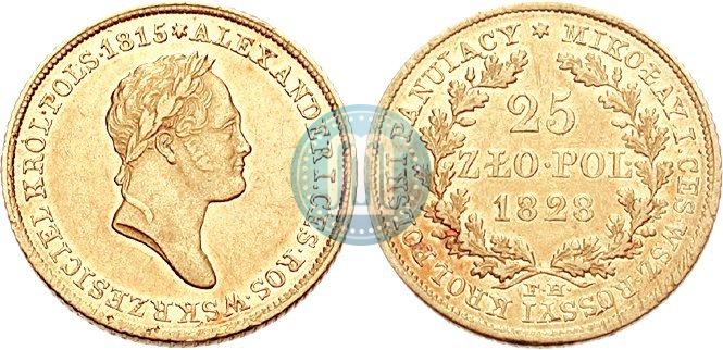 Picture 25 złotych 1828 year FH 