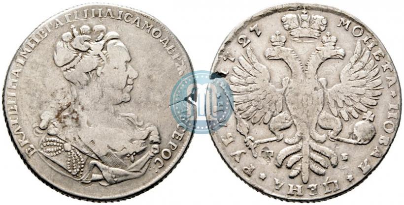 Picture 1 rouble 1727 year СПБ "High haircut"