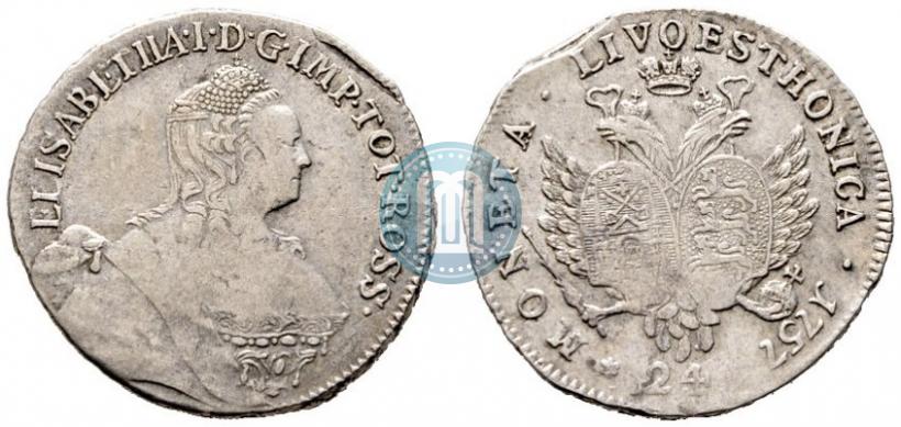 Picture 24 kopecks 1757 year  "For Livonia"