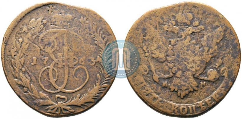 Фото 5 копеек 1763 года ММ 