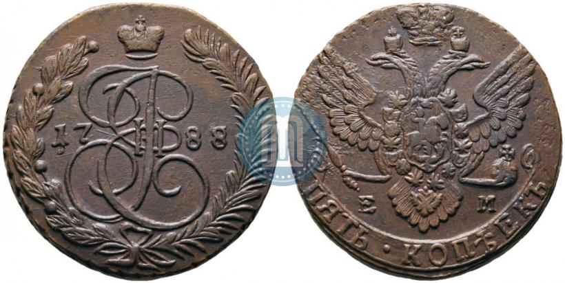 Фото 5 копеек 1788 года ЕМ 
