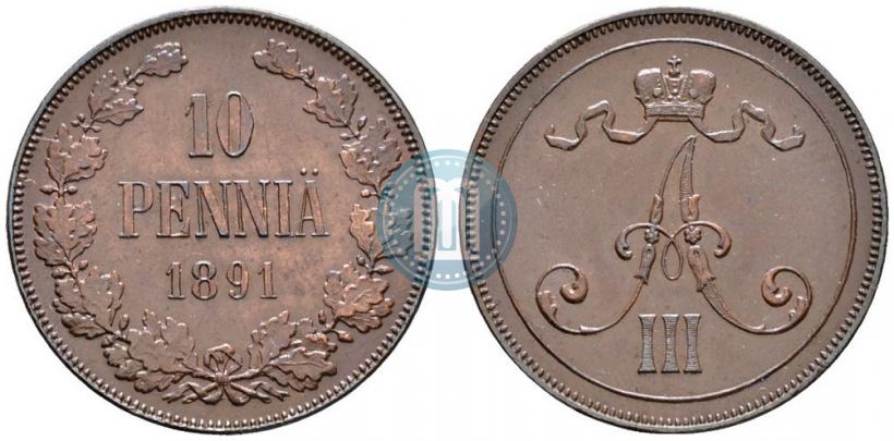 Picture 10 pennia 1891 year  