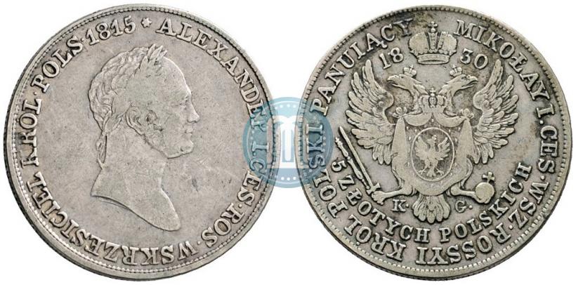 Picture 5 złotych 1830 year KG 