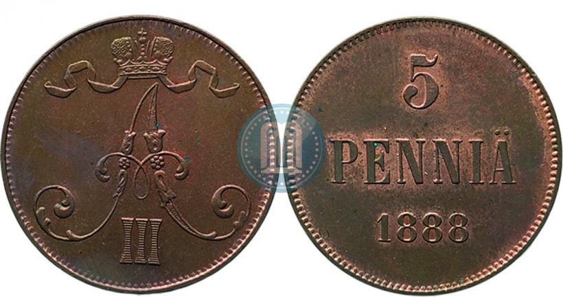 Picture 5 pennia 1888 year  