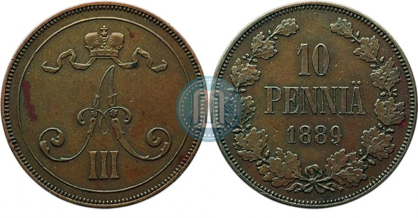 Фото 10 пенни 1889 года  