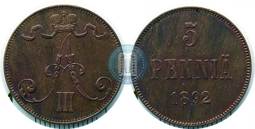 Picture 5 pennia 1892 year  