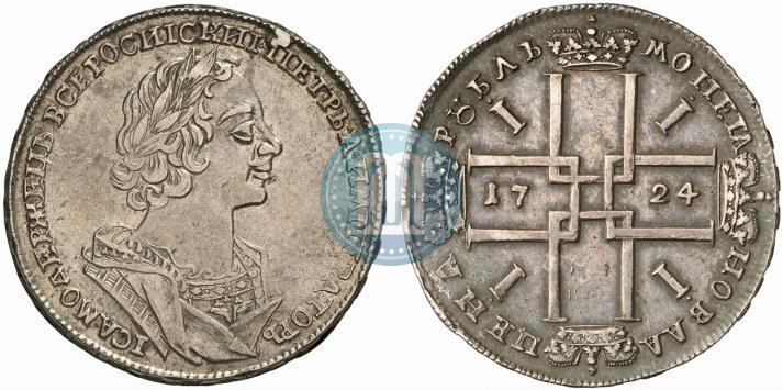 Фото 1 рубль 1724 года  "Портрет в античных доспехах"
