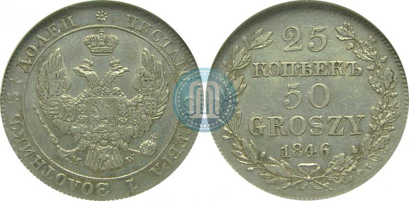Picture 25 kopecks - 50 groszy 1846 year MW 