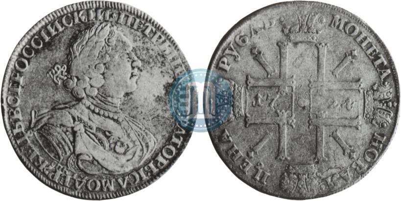 Фото 1 рубль 1724 года СПБ "Солнечный, в латах"