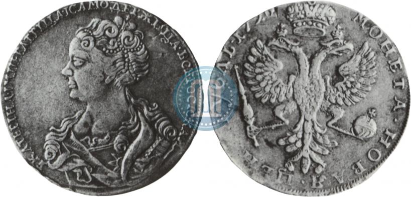 Фото 1 рубль 1726 года  "Московский тип, портрет влево"