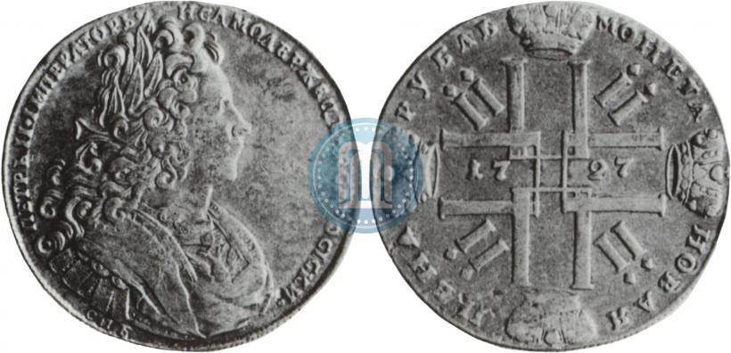 Фото 1 рубль 1727 года СПБ "Петербургский тип"